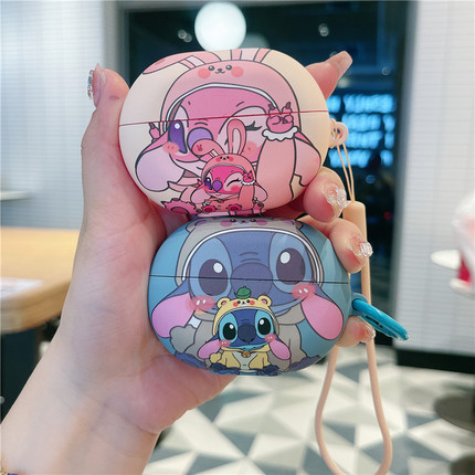 卡通情侣史迪仔安琪7i适用华为4代se4耳机壳freebudspro3无线蓝牙保护套pro2防摔5i硅胶软壳4E女clip潮se2/6i