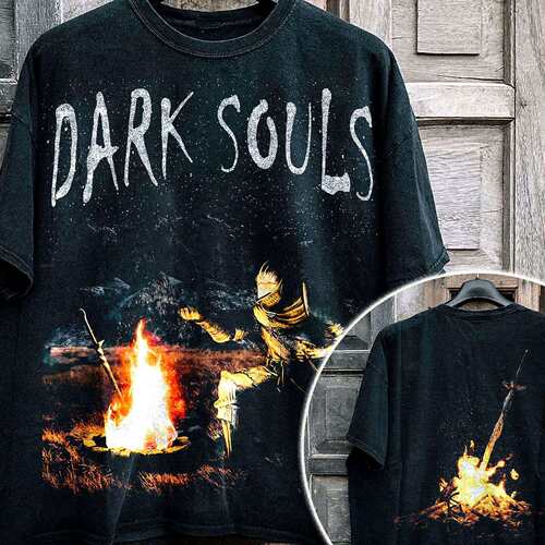 Dark Souls 黑暗之魂3周边 重磅做旧水洗 美版大码短袖T恤 出口单