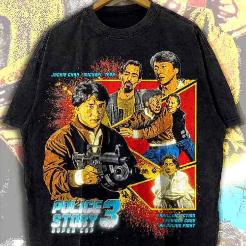 Police Story 3 成龙 80S怀旧复古港风 重磅水洗短袖T恤 出口单！