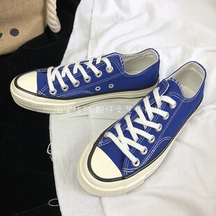 学生休闲板鞋 子男2026新款 男学院风百搭鞋 1970s宝蓝色低帮帆布鞋