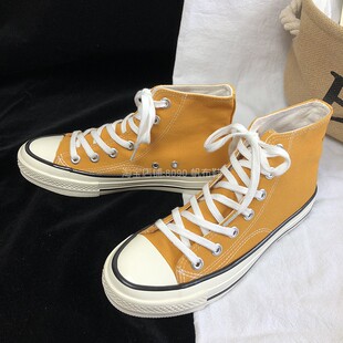 男复古学生百搭透气板鞋 姜黄色高帮帆布鞋 2026春季 新款 经典 男鞋 款