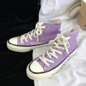 ulzzang韩版 板鞋 百搭鞋 新款 潮 子男2026春季 1970s浅紫色高帮帆布鞋