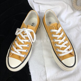 学生复古板鞋 子男2026春新款 男原宿百搭鞋 1970s姜黄色低帮帆布鞋