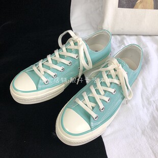 学生百搭透气板鞋 基础款 潮 1970s清水蓝色低帮帆布鞋 2026春秋新款