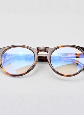 赛璐珞波士顿圆框眼镜配近视镜男潮大脸玳瑁色眼镜框架黑框10658