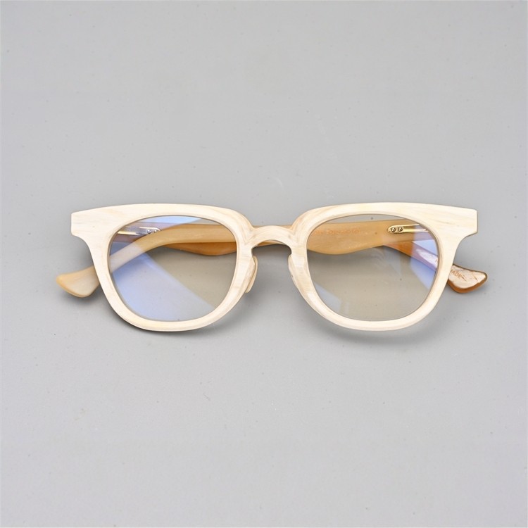 复古个性方框镜框男眼镜架配近视防蓝光变色镜片白色牛角镜框6566