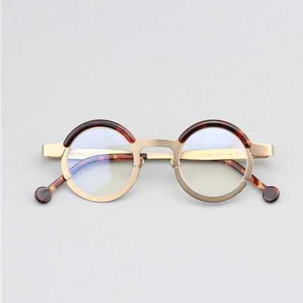 日本赛璐珞复古眼镜框男潮眼镜配纯钛黑圆框大脸眉框潮流10188