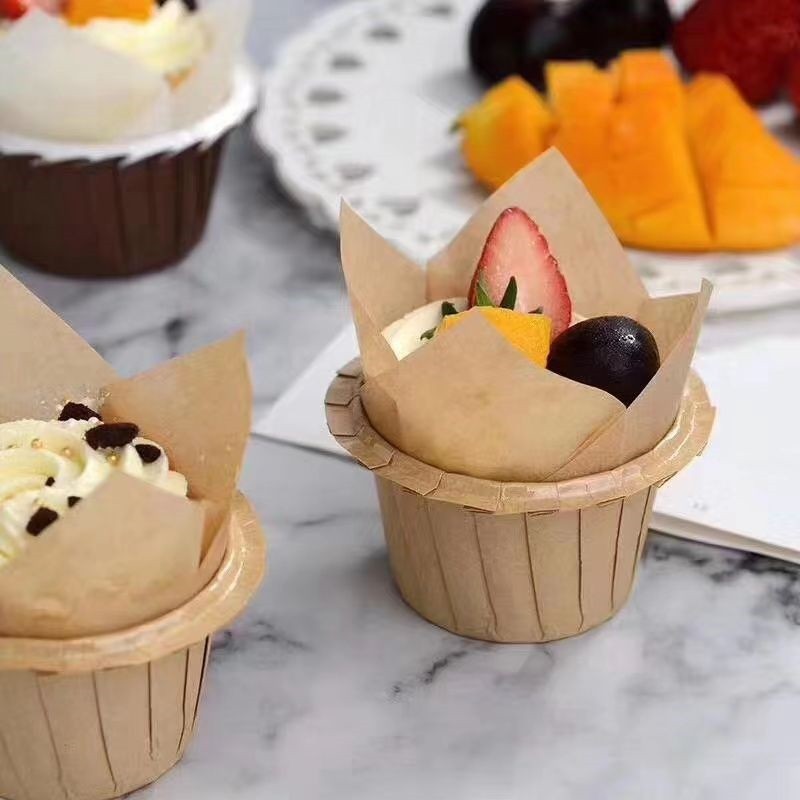 纸杯蛋糕纸杯卷边杯子蛋糕托空气炸锅专用烘焙蒸烤箱小马芬杯模具