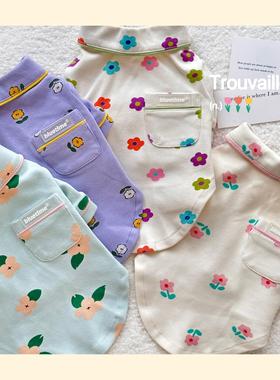 《花海》纯棉小狗狗衣服泰迪比熊雪纳瑞睡衣宠物猫咪居家服防掉毛