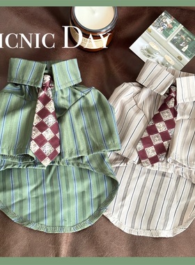 雅痞绅士~宠物衣服秋季西高地雪纳瑞比熊衬衫泰迪秋装猫衣服秋冬