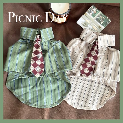 bluetime猫狗棉领带衬衫复古英伦