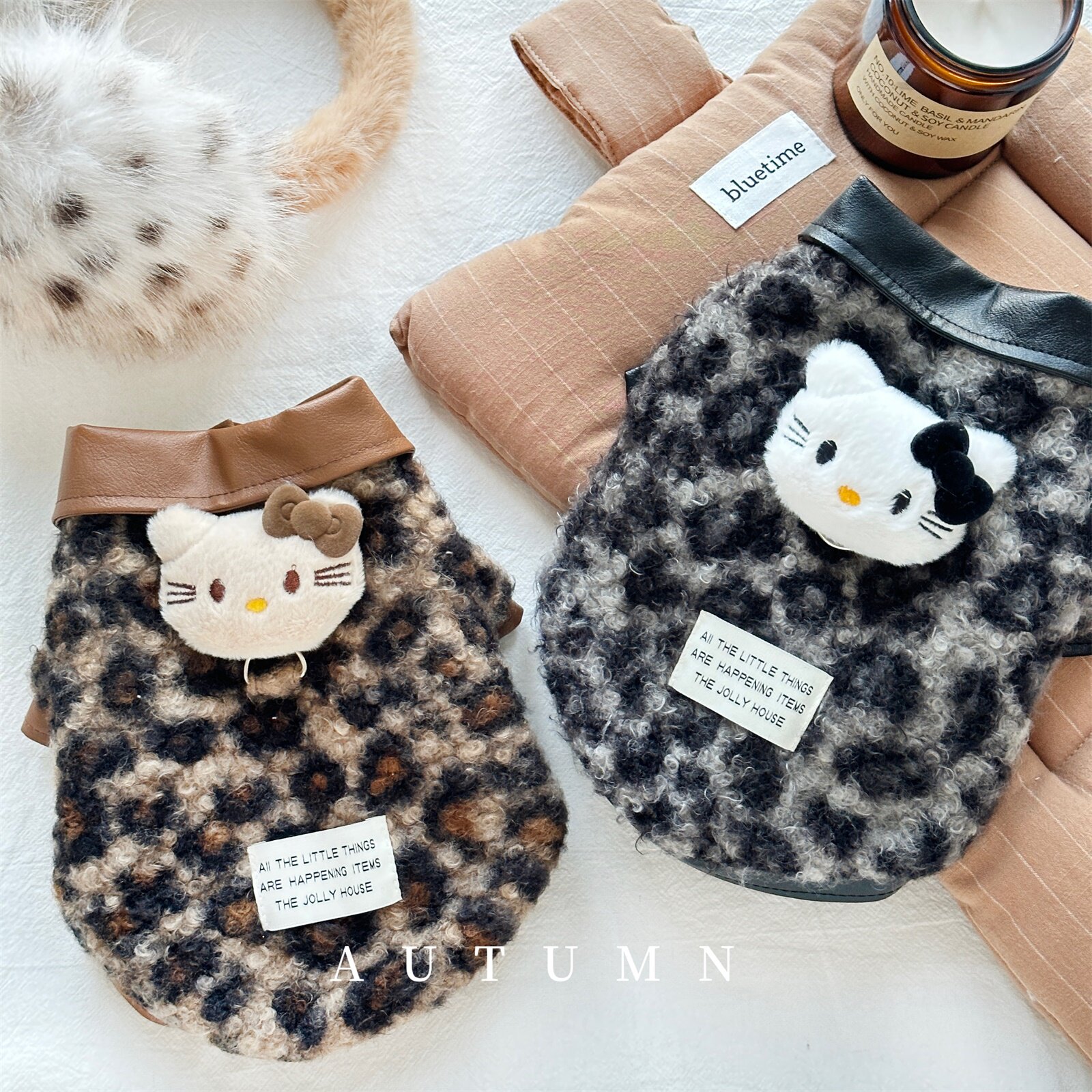 甜辣豹纹~宠物狗衣服冬装泰迪小鹿犬吉娃娃棉服外套法斗衣服皮衣