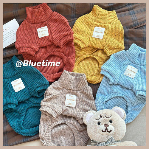 bluetime猫狗针织高领打底衫防寒