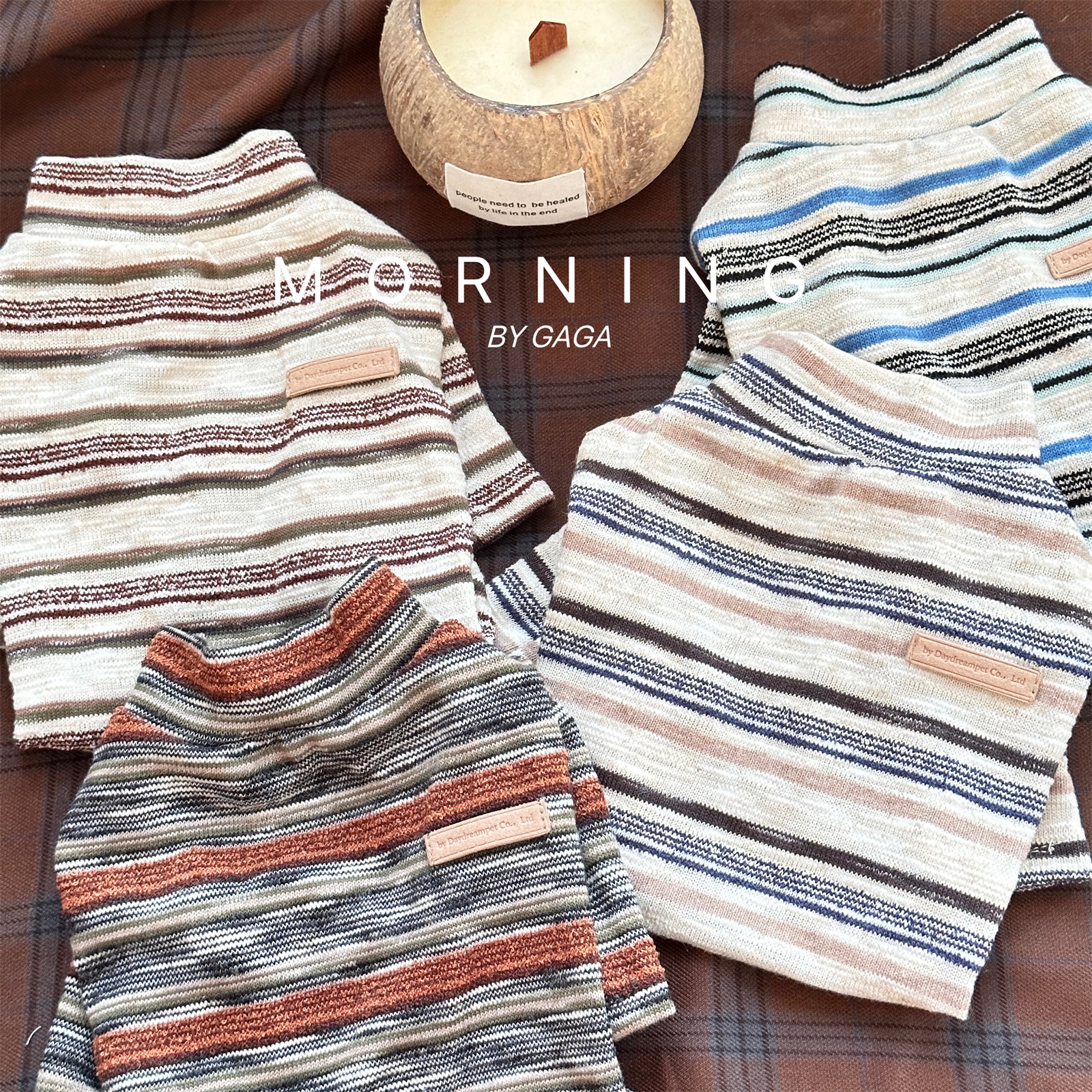 bluetime猫狗针织条纹打底衫原创