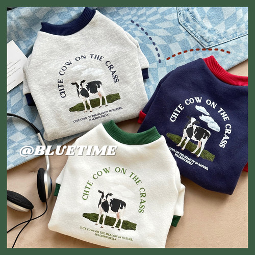 bluetime猫狗抓绒卫衣美式复古