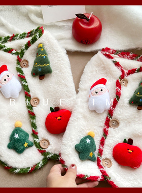 圣诞童话~bluetime宠物秋冬泰迪博美马尔济斯棉服马甲小奶猫保暖