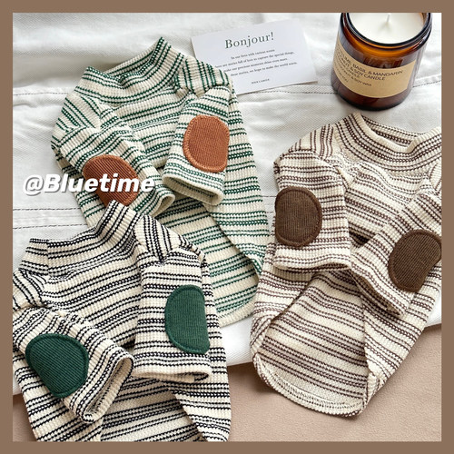 bluetime猫狗针织条纹打底衫原创