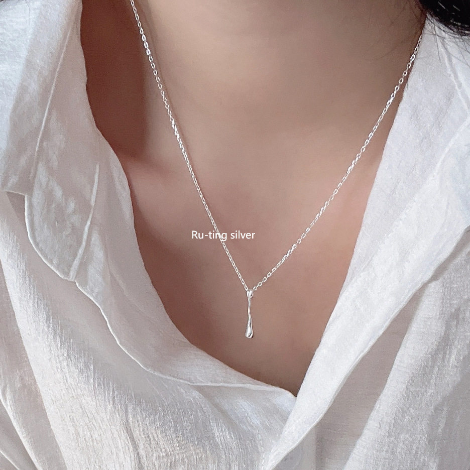 925纯银实心水滴吊坠项链2026新款爆款轻奢小众高级锁骨链女