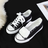 加绒帆布鞋 保暖冬鞋 女学生二棉鞋 低帮2023秋冬季 新款 百搭韩版 板鞋