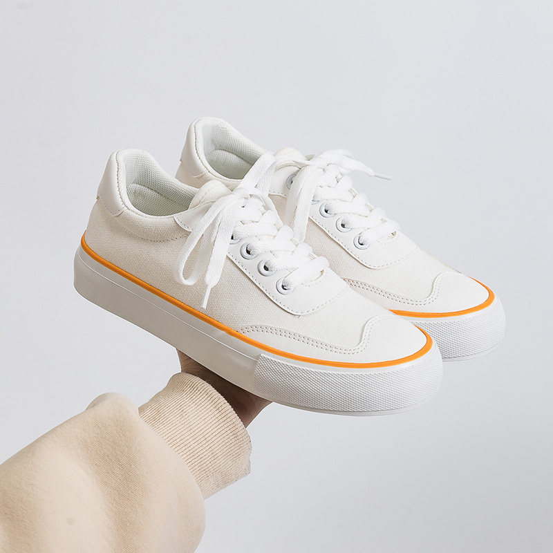 三次硫化女鞋学生韩版百搭帆布鞋小众设计新款ins板鞋小脏橘布鞋