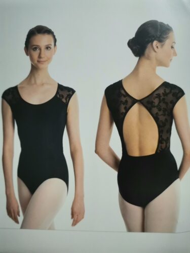 LULLI进口女款蕾丝砍袖芭蕾舞练功服黑色体操服连体服特价LUF470