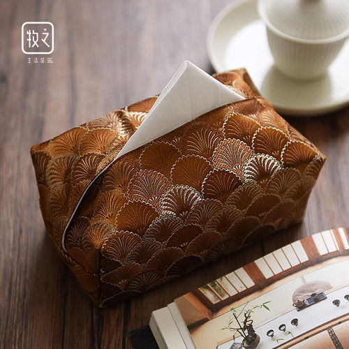 中式轻奢高档客厅家用纸巾盒布艺