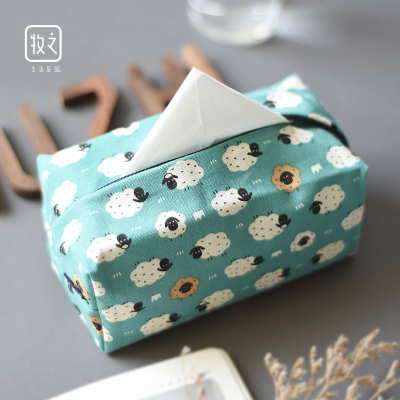 日式纸巾盒布艺卡通可爱抽纸盒文艺小清新纸巾布袋少女心面纸布套