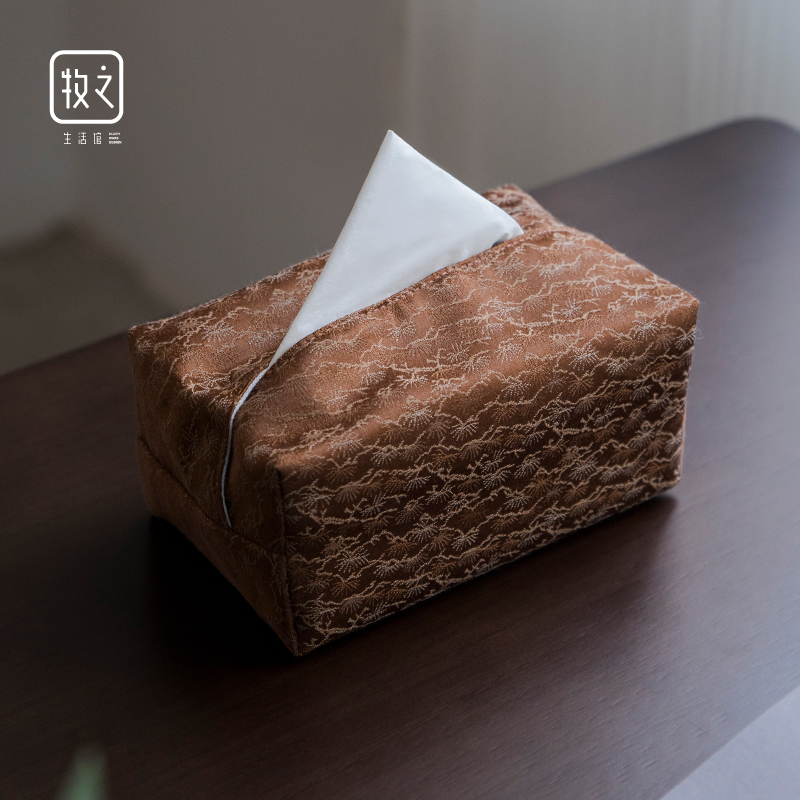 中式宫廷风纸巾盒布艺茶室抽纸盒