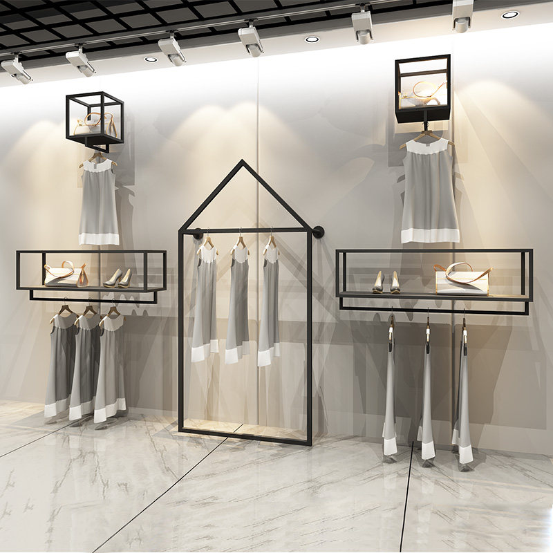 服装店置物架货架铺展示架上墙壁挂式包包鞋子吊架正挂侧挂衣服架