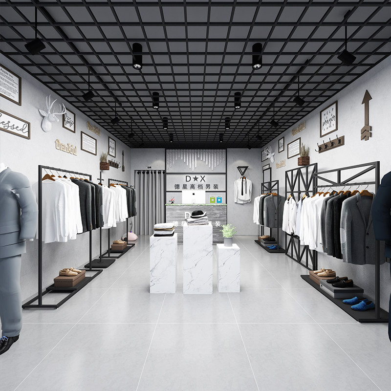 男装店展示架落地式侧挂架