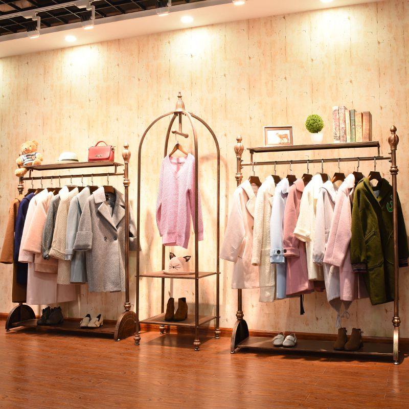 服装古铜色铁艺侧挂鸟笼展示架