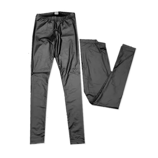 显瘦裤 休闲裤 子仿皮裤 微瑕 黑色中高腰弹力打底裤 包邮 女士紧身长裤