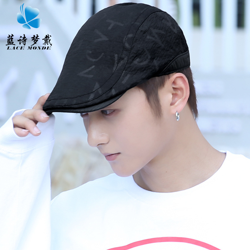 帽子男韓版百搭鴨舌帽春秋休閑貝雷帽時(shí)尚畫家帽個(gè)性潮情侶前進(jìn)帽