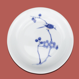 景德镇艺人定制手绘釉下彩青花瓷盘子家用深盘陶瓷菜盘高白瓷餐具