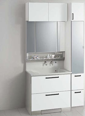 日本直送CLEANUP全不锈钢整体浴室柜全滑轨式带镜柜边柜S系列120