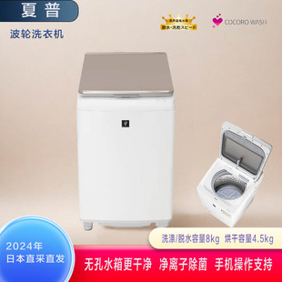 无孔水箱8kg波轮洗烘一体洗衣机语音通知 日本直邮夏普24年款