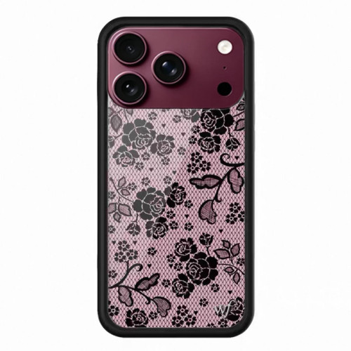 wildflow手机壳勃艮第红樱桃红酒红配色wf适用苹果18promax新款外壳iphone17/16promax粉底玫瑰蕾丝15/14/13
