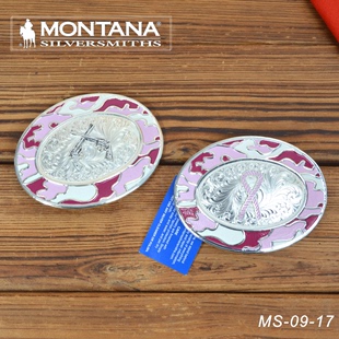 美国进口Montana蒙大拿西部牛仔皮带巴扣腰带扣德国银刻花银饰扣