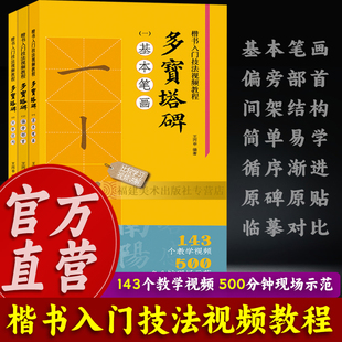 多宝塔碑全套3册 楷书入门技法视频教程版 基本笔画偏旁部首间架结构 成人学生毛笔书法字帖楷书练字帖 原碑原贴临摹对比练习书籍