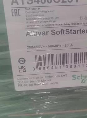 ATS480C25Y 软起动器 208-690V 250A工控电气配件议价维修