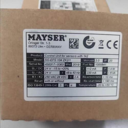 SG-EFS 104 ZK2/1 MAYSER安全继电器 传感器控制单元议价维修