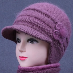 冬天中老年妈妈帽子女针织毛线帽奶奶加绒厚保暖护耳帽老太太棉帽