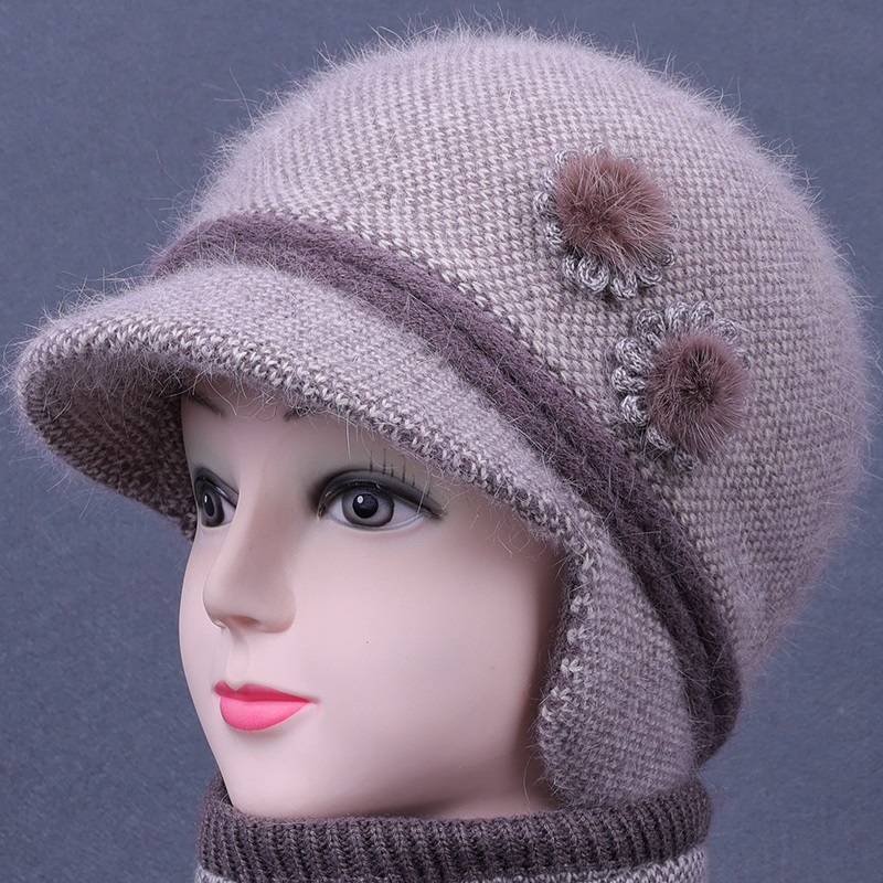 双层加厚护耳保暖针织毛线帽冬季