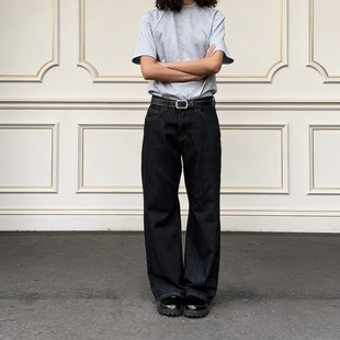 ZXRN 原牛13.5盎司A字窄幅百搭宽松直筒赤线高级感牛仔裤男女