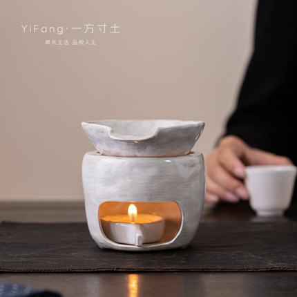 侘寂蜡烛香薰炉加热精油炉子温茶烤茶炉子烤茶炉香炉粉引风温茶器