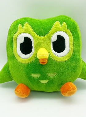 跨境Duolingo多邻国玩偶娃娃外语绿色猫头鹰毛绒公仔头套抱枕礼物