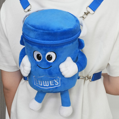 爆品Lowe's Big Blue Plush Backpack毛绒背包玩具劳氏吉祥物蓝桶