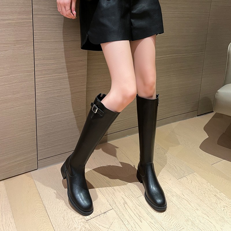 不过膝秋冬新款小个子骑士长筒靴