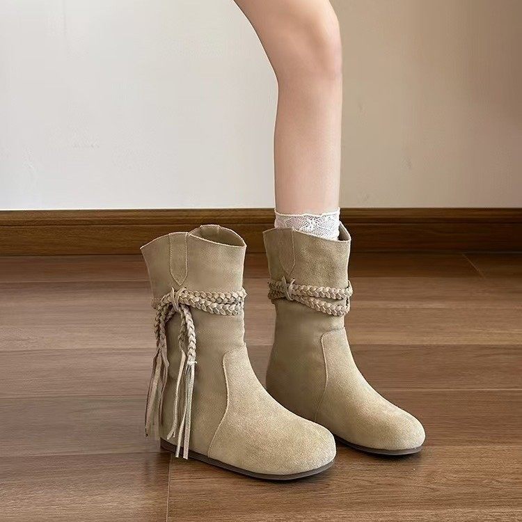 2025秋冬新款复古流苏马丁靴美拉德废土风西部牛仔靴骑士靴瘦瘦靴,女鞋,骑士靴,淘宝优惠券,粉丝福利购,淘宝优惠卷