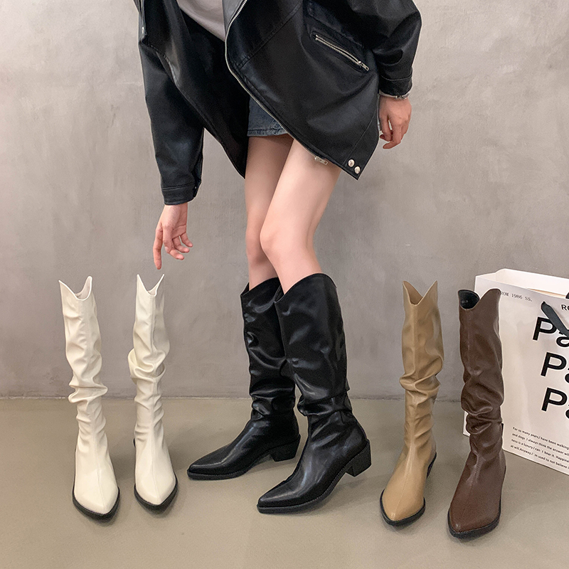 长筒靴子女秋冬季鞋新款复古